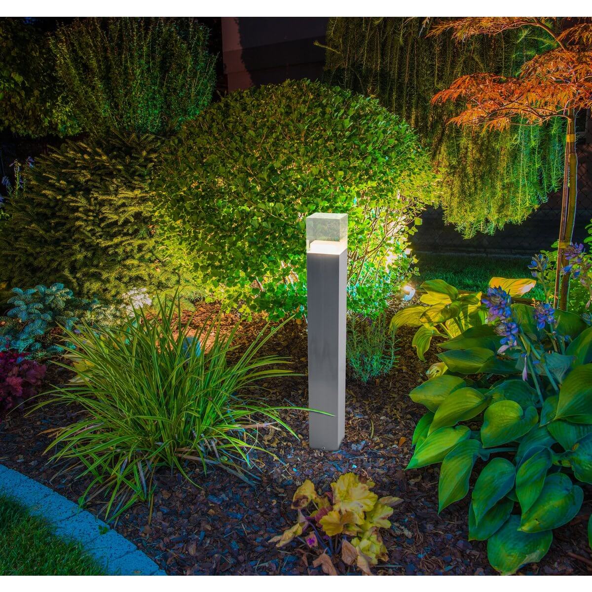 Leah staande buitenlamp ice cube - opaal kunststof - 8 × 8 × 62 cm