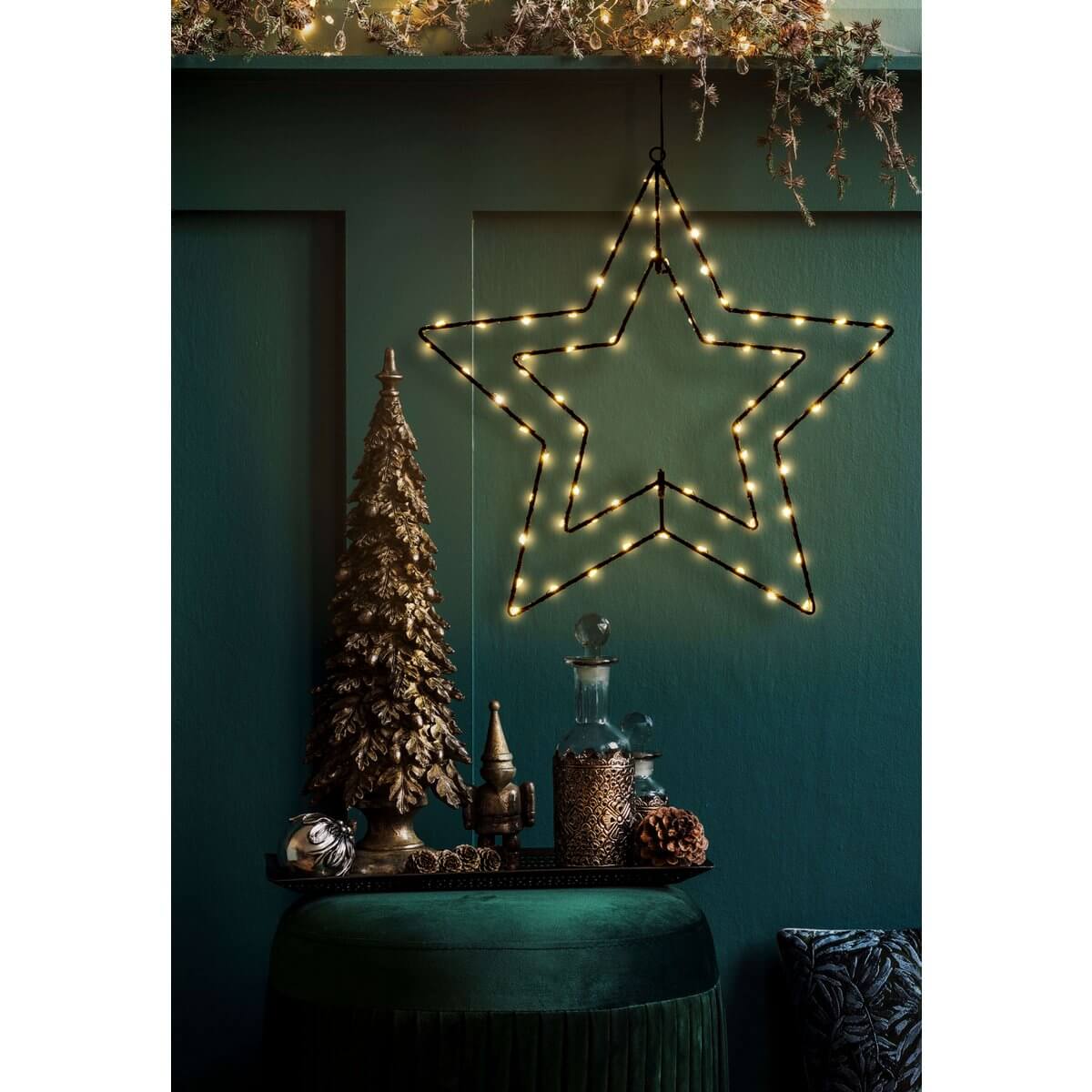Led kerstster outdoor goud - met metalen draadframe - 40 × 40 × 40 cm
