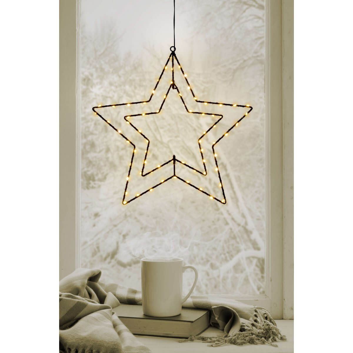 Led kerststerren outdoor zwart - met zuignap - set van 2