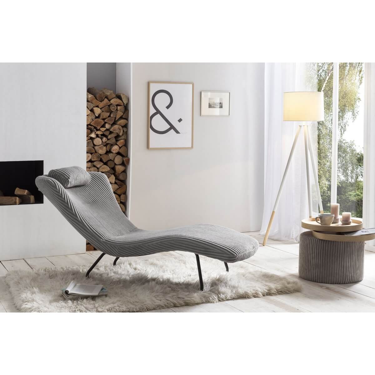 Lounger light gray textured fabric - SalesFever