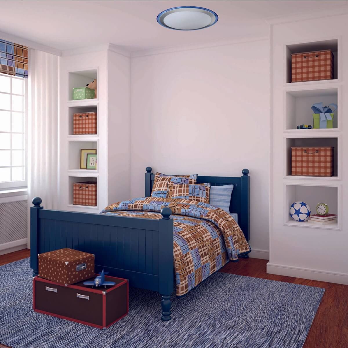 Lutos led plafondlamp blauw zilver - glare-vrij licht - Ø 33 × 6,5 cm