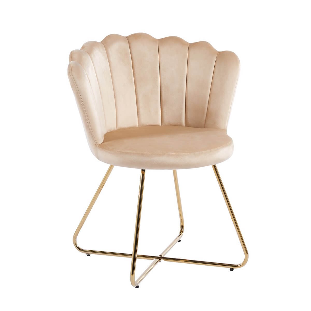 Muschelstuhl aus Samt 2er Set Beige - SalesFever