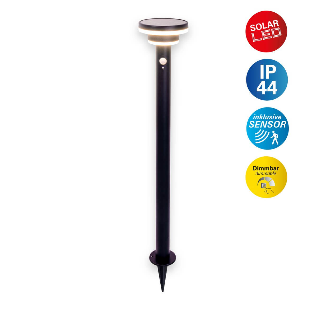 Nora solar staande buitenlamp zwart - met bewegingssensor - 16 × 16 × 86 cm