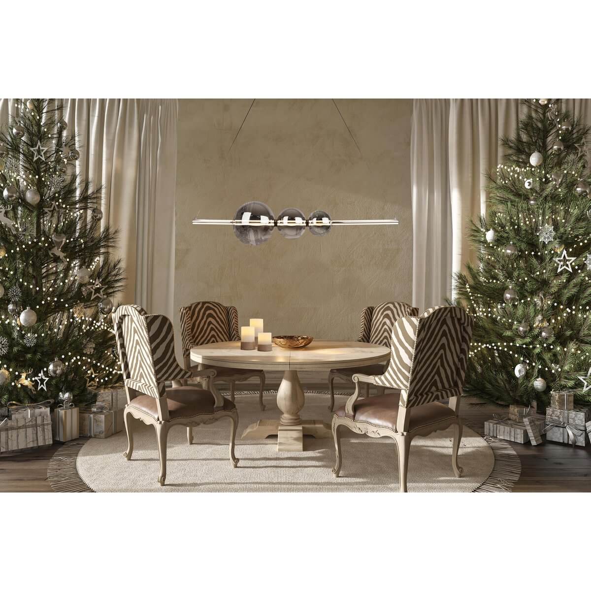 Nova LED hanglamp chroom met rookglas - 125,3 × 25 × 150 cm