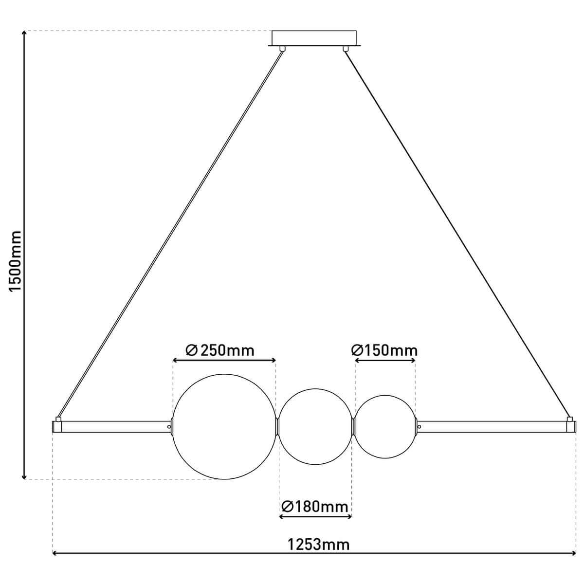 Nova LED hanglamp chroom met rookglas - 125,3 × 25 × 150 cm