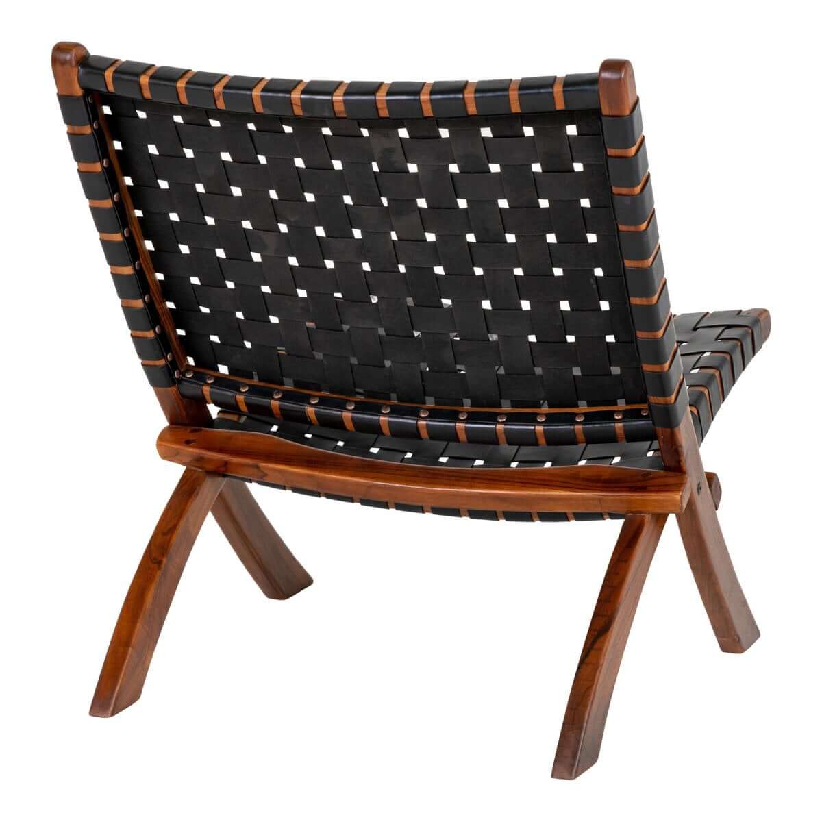 Perugia Folding Chair - Teak Wood, Leather, Black - 66x74x73 cm - House Nordic ApS