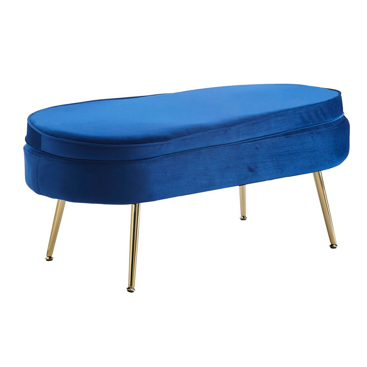 Sitzpouf oval aus Samt Dunkelblau - SalesFever
