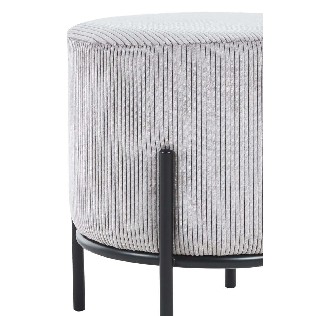 Polsterhocker Ø35 cm Cord Optik Hellgrau - SalesFever