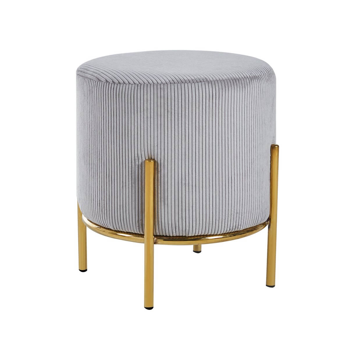 Upholstered stool Ø35 cm corduroy look light gray - SalesFever