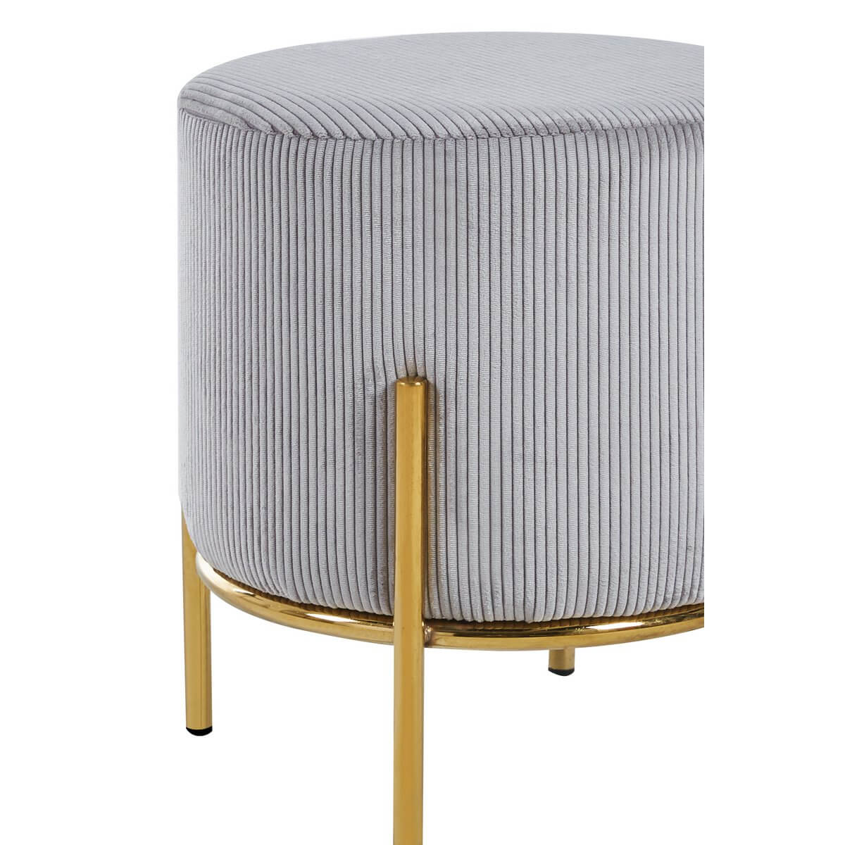 Upholstered stool Ø35 cm corduroy look light gray - SalesFever