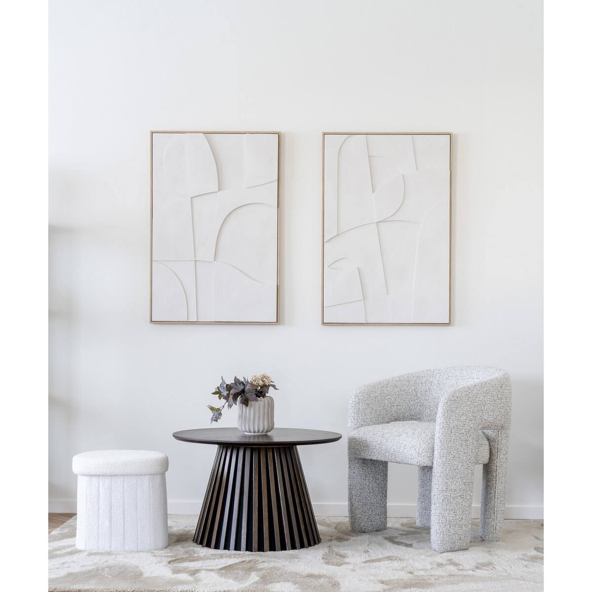 Poef Medford Wit 36,5x42,5x37,5 cm van Polyester met Schuim