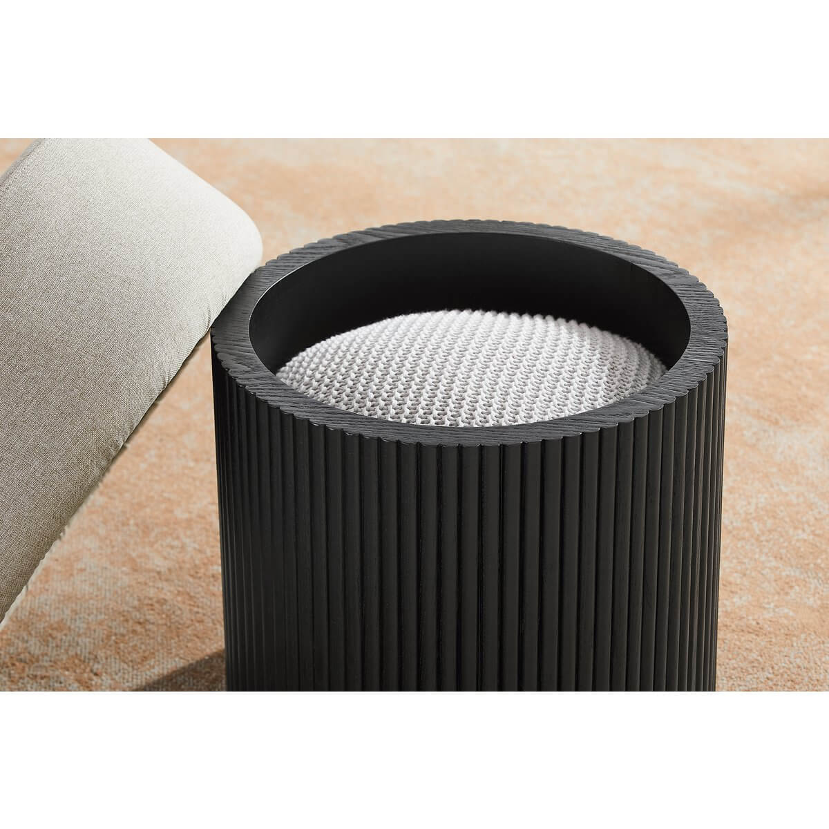 Seat pouf with storage space Ø 50 cm black/gray - SalesFever