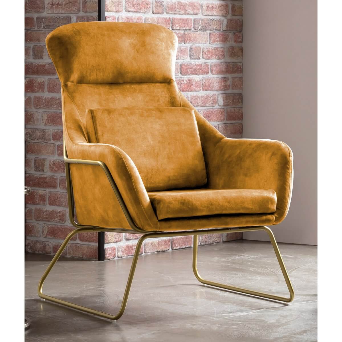 Relax armchair made of gold velvet velor - SalesFever
