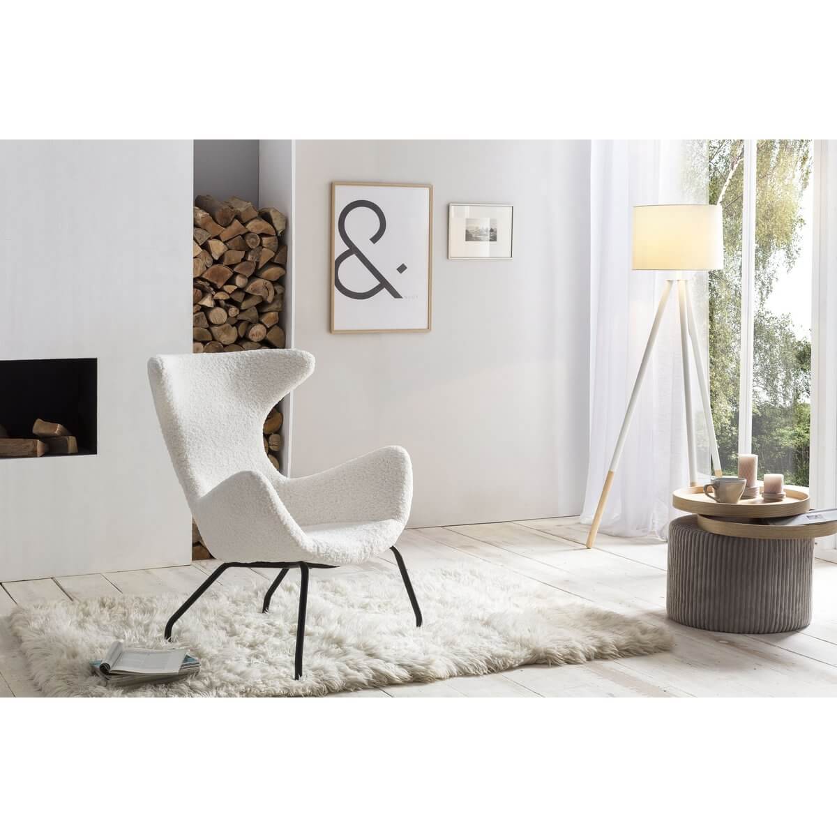 Relax armchair teddy fur white - SalesFever