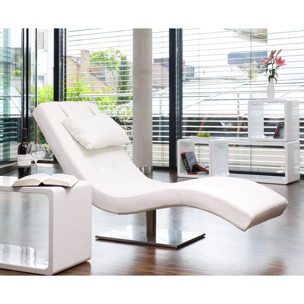 Relaxation lounger white imitation leather look - SalesFever