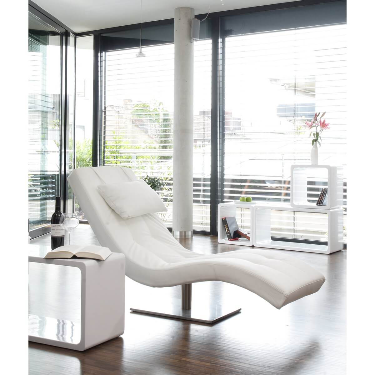 Relaxation lounger white imitation leather look - SalesFever