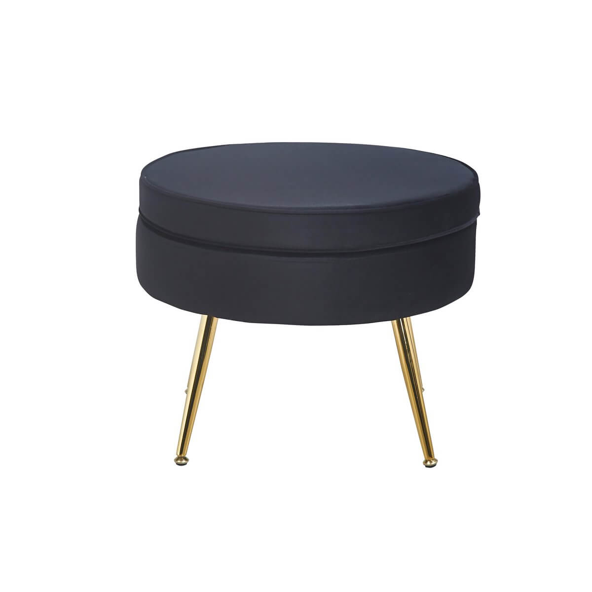 Round pouf in black velvet - SalesFever