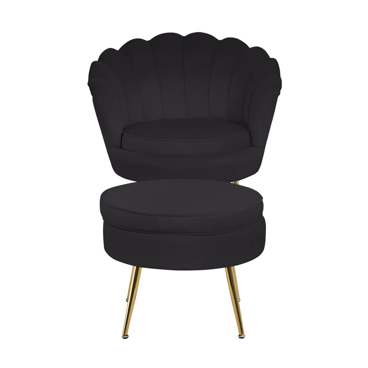 Round pouf in black velvet - SalesFever