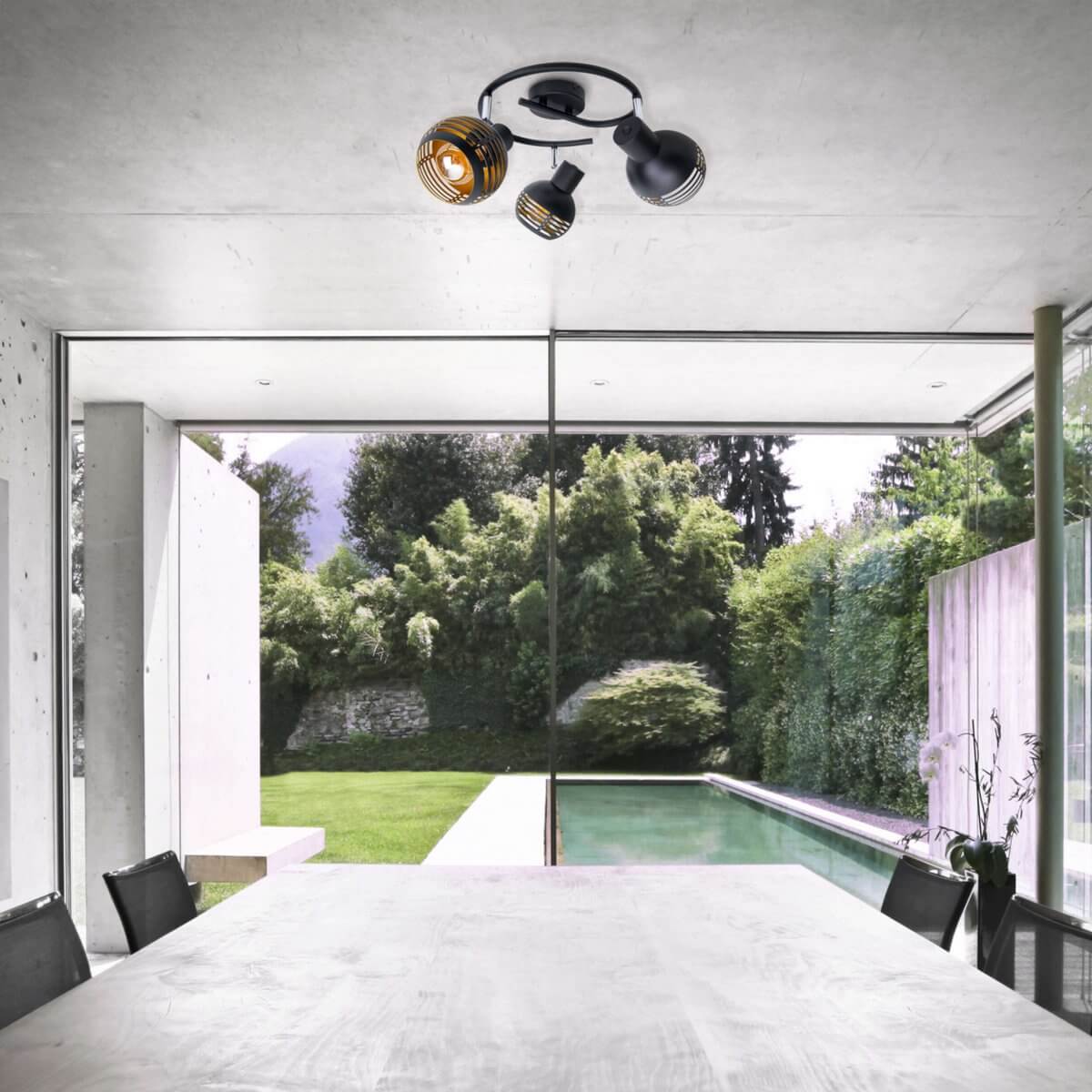 Rondel plafondspot metaal zwart goud - 3 spots - Ø 48 × 15 cm