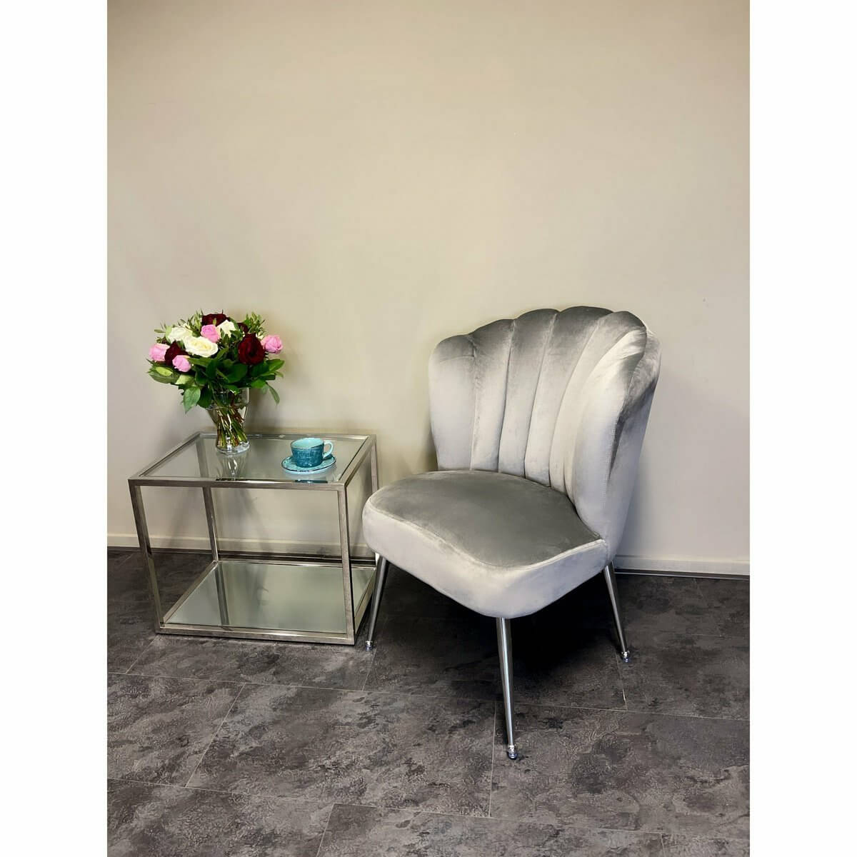 Sara - Chrome Frame + Grey - Luxury Living B.V.