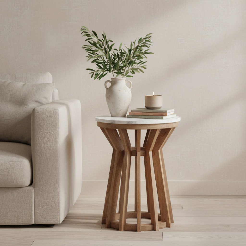 Sarawak bijzettafel marmer wit - 40x40x50 cm - Raw Materials - Casanovio