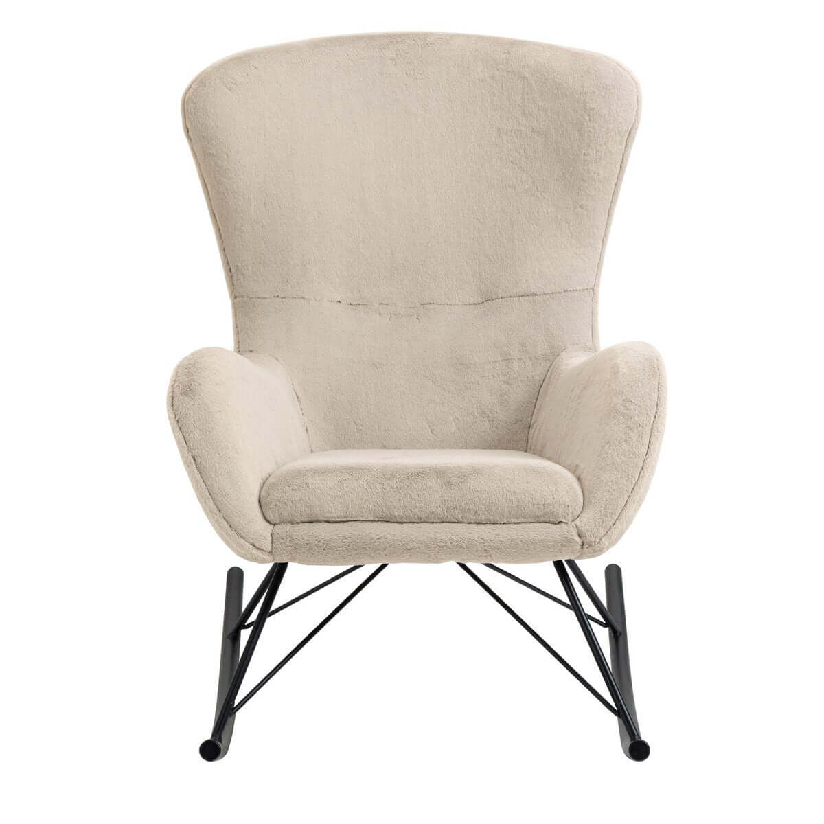 Schaukelstuhl in Lammfelloptik Beige - SalesFever