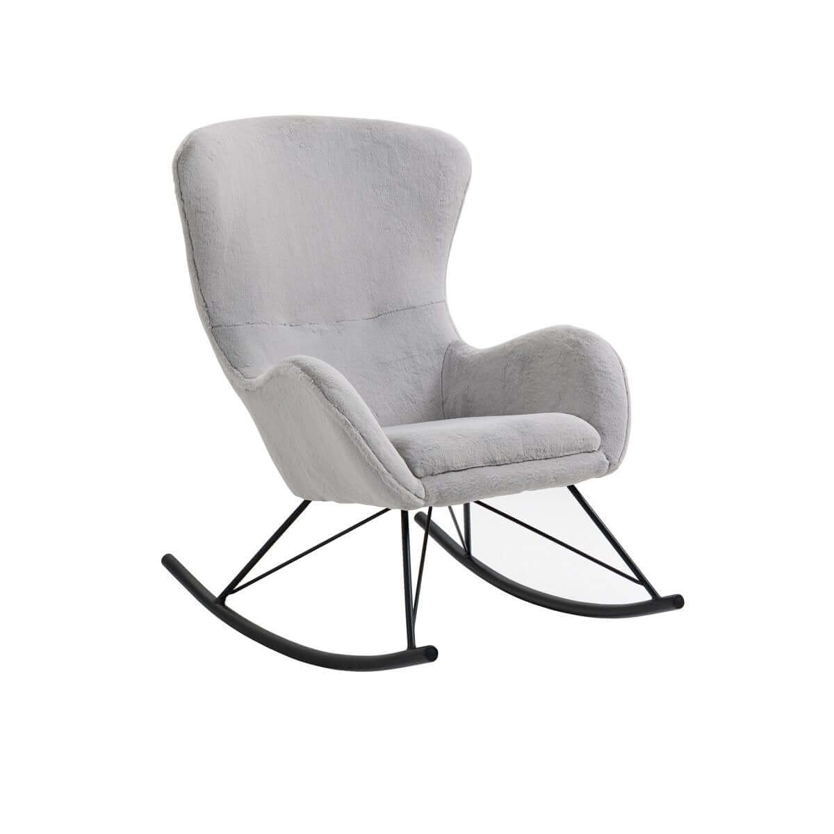 Schaukelstuhl in Lammfelloptik Hellgrau - SalesFever