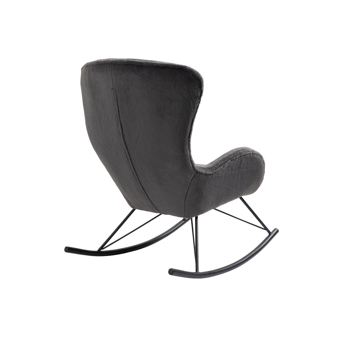 Schommelstoel Grijs – Lamsvachtlook met Zwart Metalen Frame - SalesFever - Casanovio