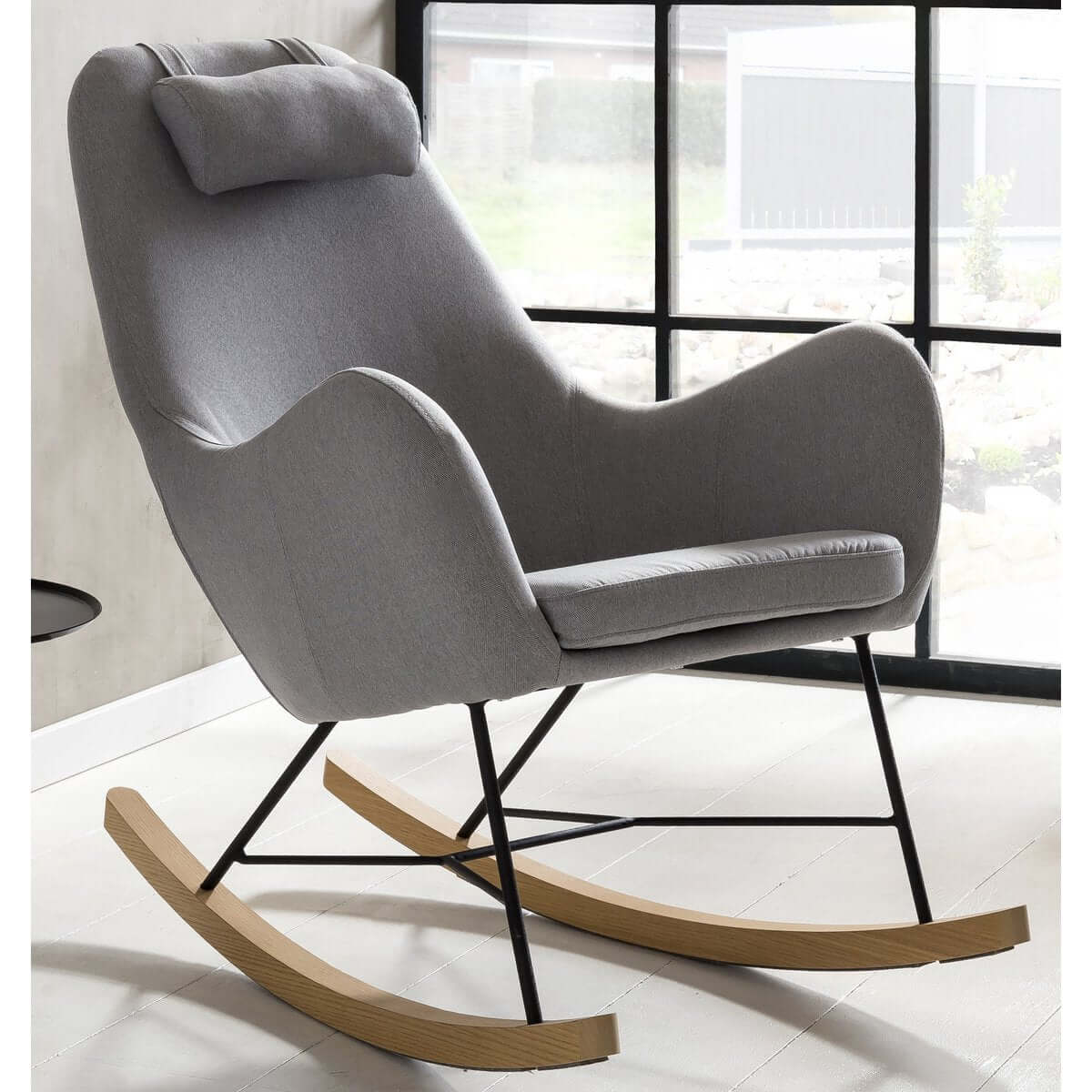 Rocking chair gray textile - SalesFever
