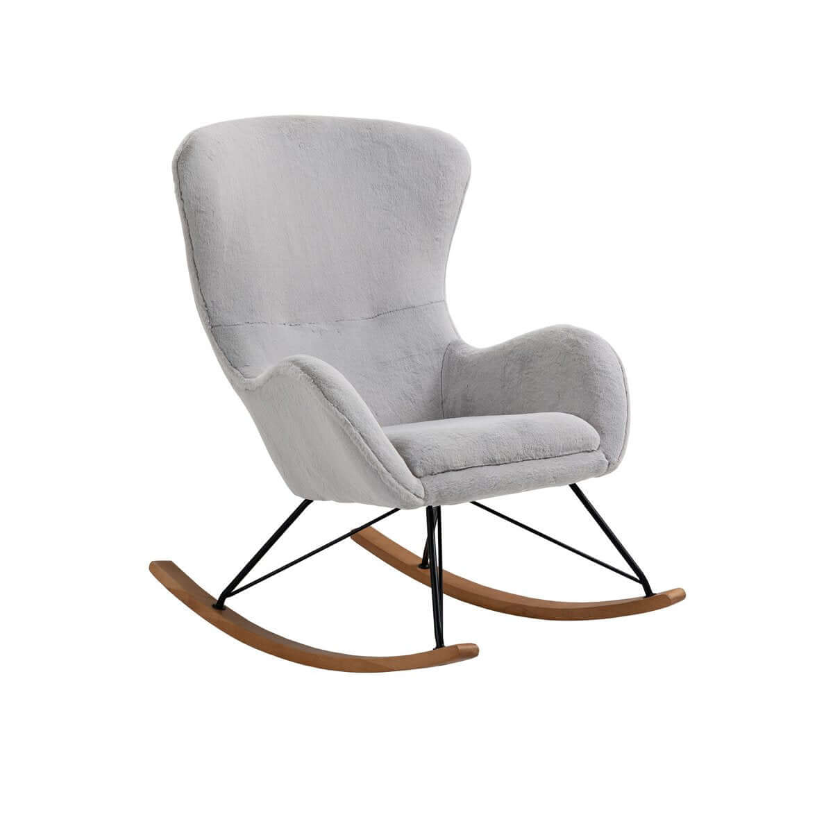 Schaukelstuhl in Lammfelloptik Hellgrau - SalesFever