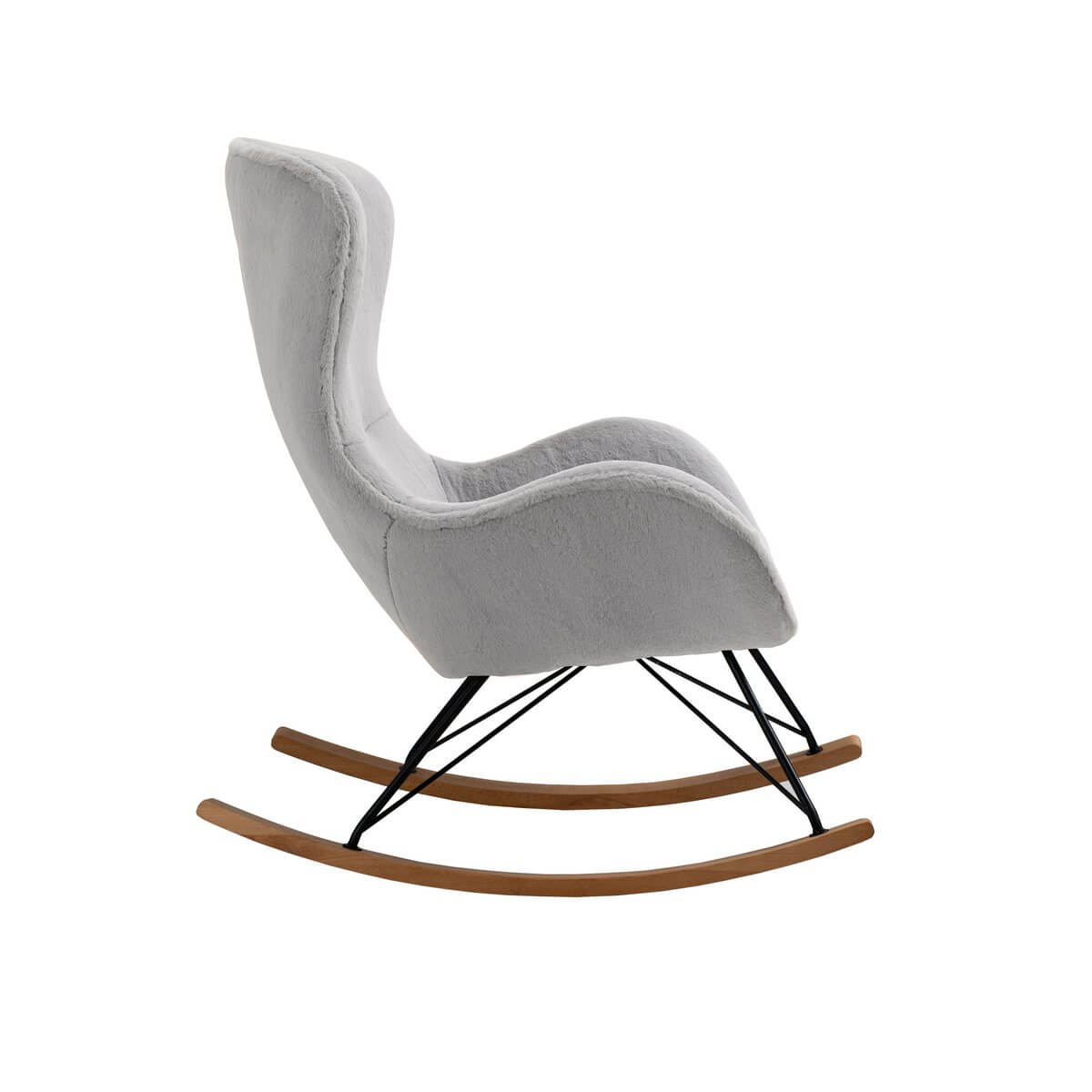 Schaukelstuhl in Lammfelloptik Hellgrau - SalesFever