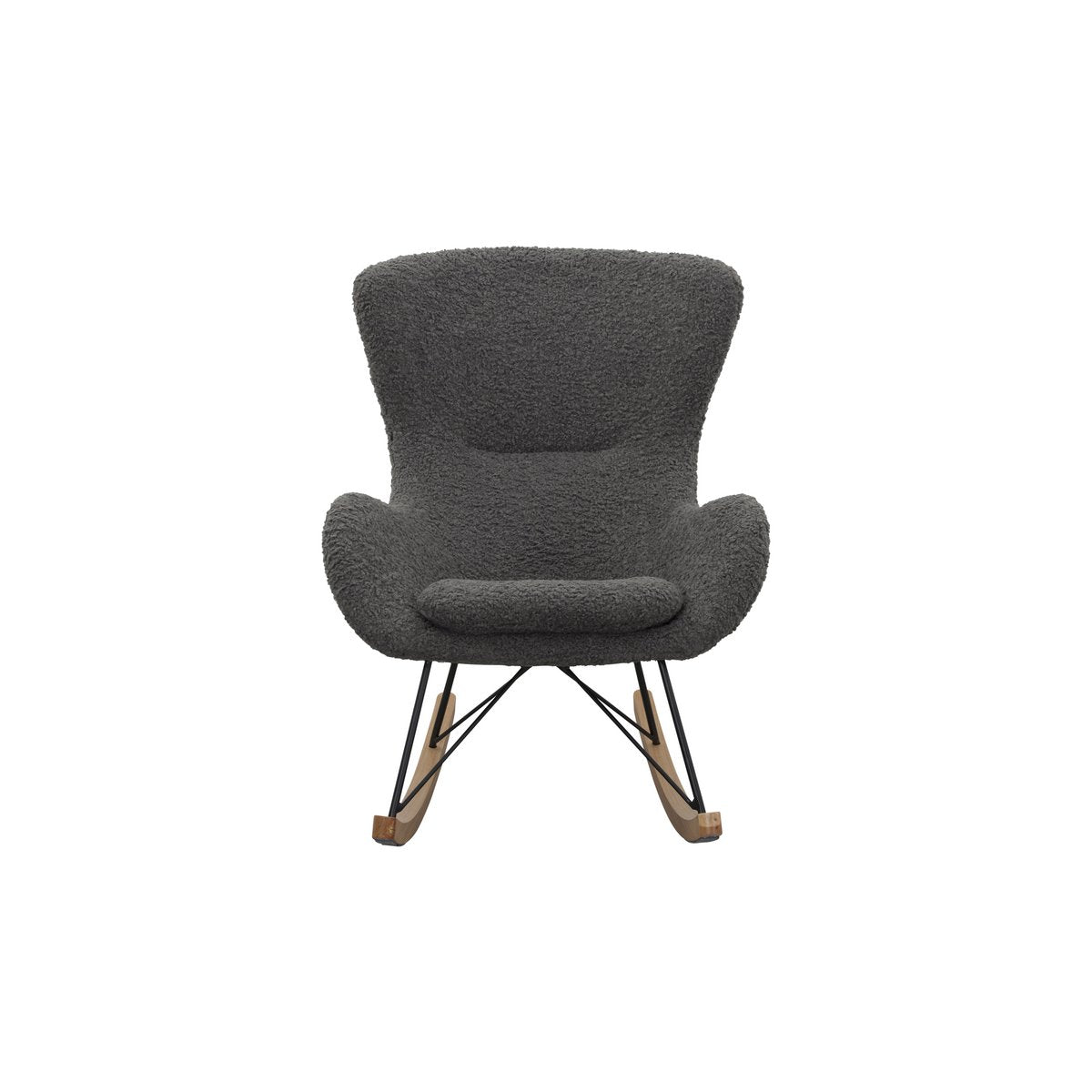 Schommelstoel Teddy Donkergrijs met Zwart Frame en Houten Lopers - SalesFever - Casanovio