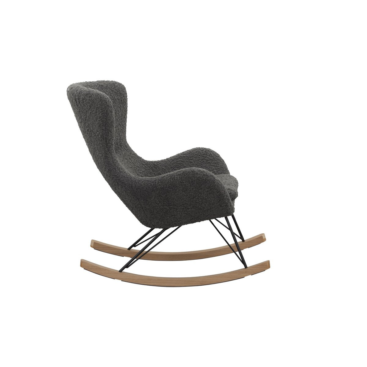 Schommelstoel Teddy Donkergrijs met Zwart Frame en Houten Lopers - SalesFever - Casanovio