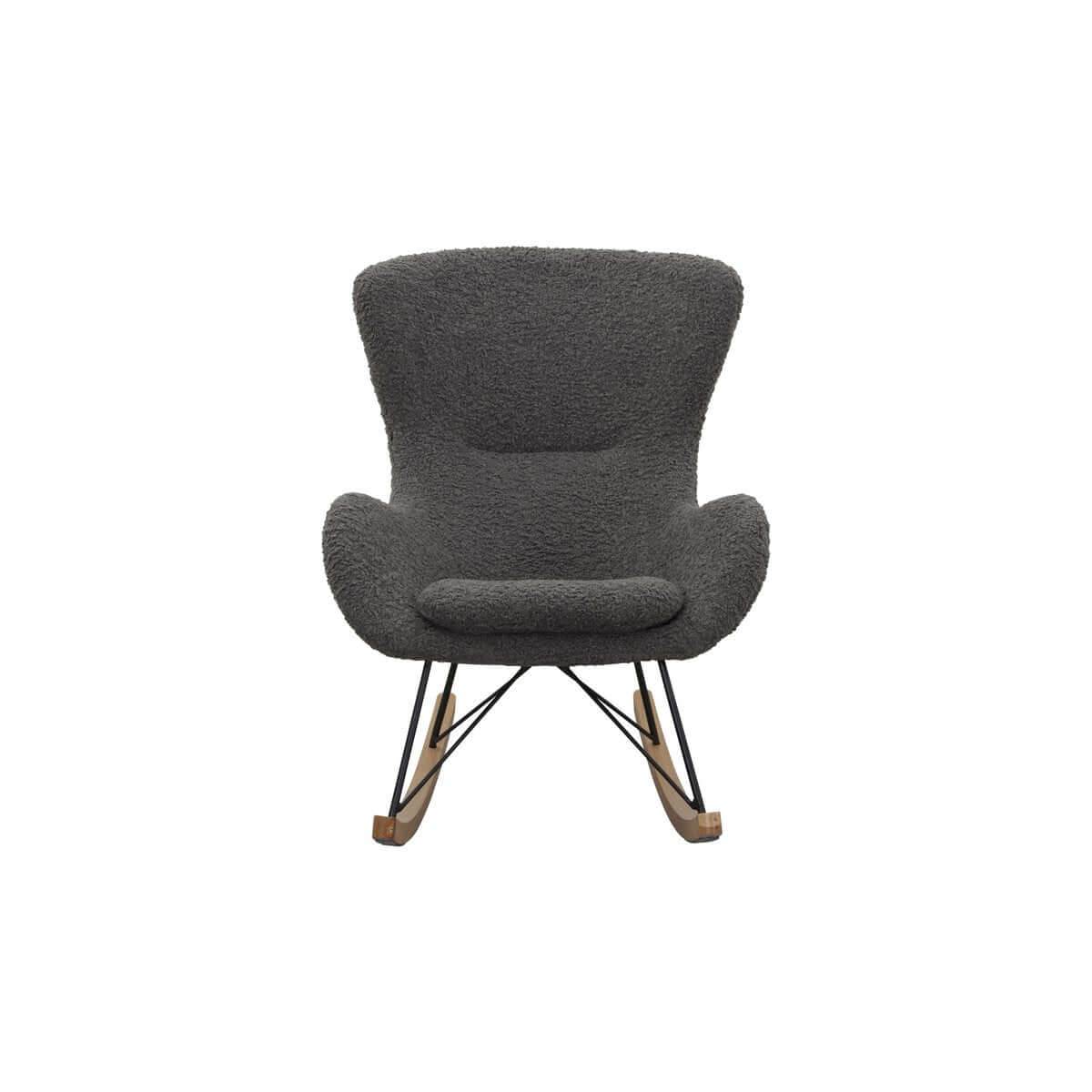 Rocking chair teddy fur dark gray - SalesFever
