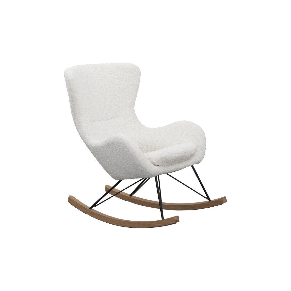 Schommelstoel Teddy Wit – Scandinavische Relaxfauteuil met Houten Lopers - SalesFever - Casanovio