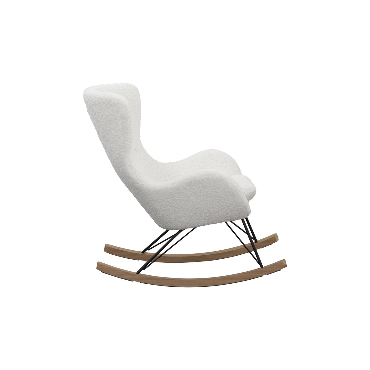 Schommelstoel Teddy Wit – Scandinavische Relaxfauteuil met Houten Lopers - SalesFever - Casanovio