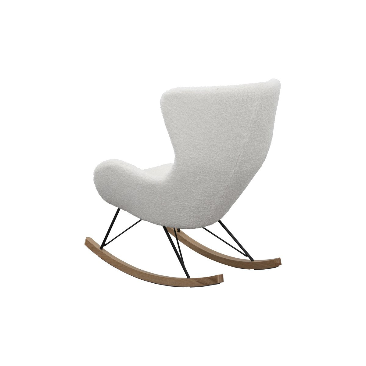 Schommelstoel Teddy Wit – Scandinavische Relaxfauteuil met Houten Lopers - SalesFever - Casanovio
