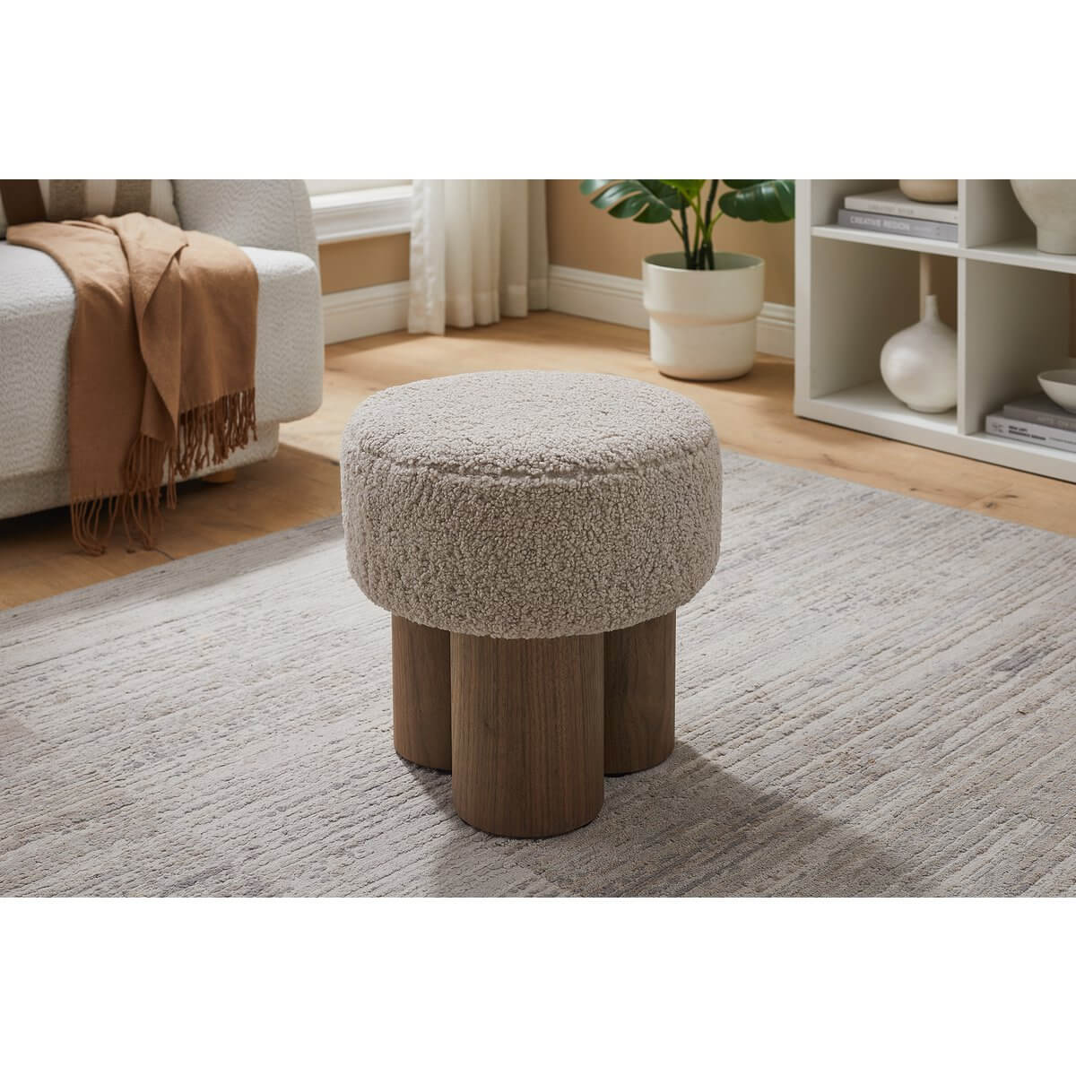 Seat pouf Ø 50 cm walnut/brown - SalesFever