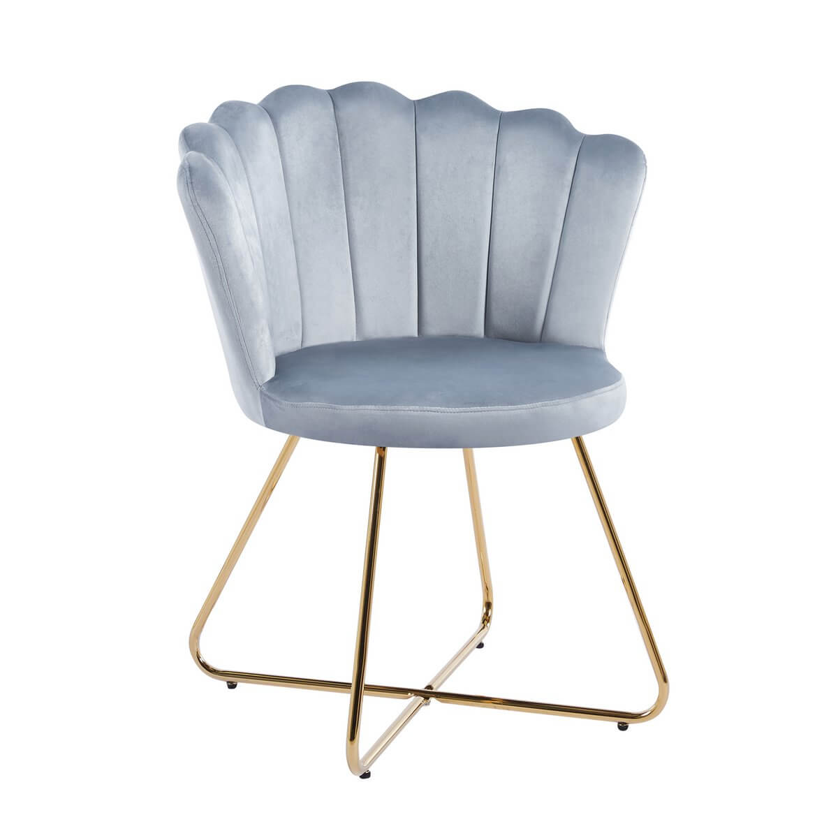 Set of 2 velvet shell chairs in light gray - SalesFever