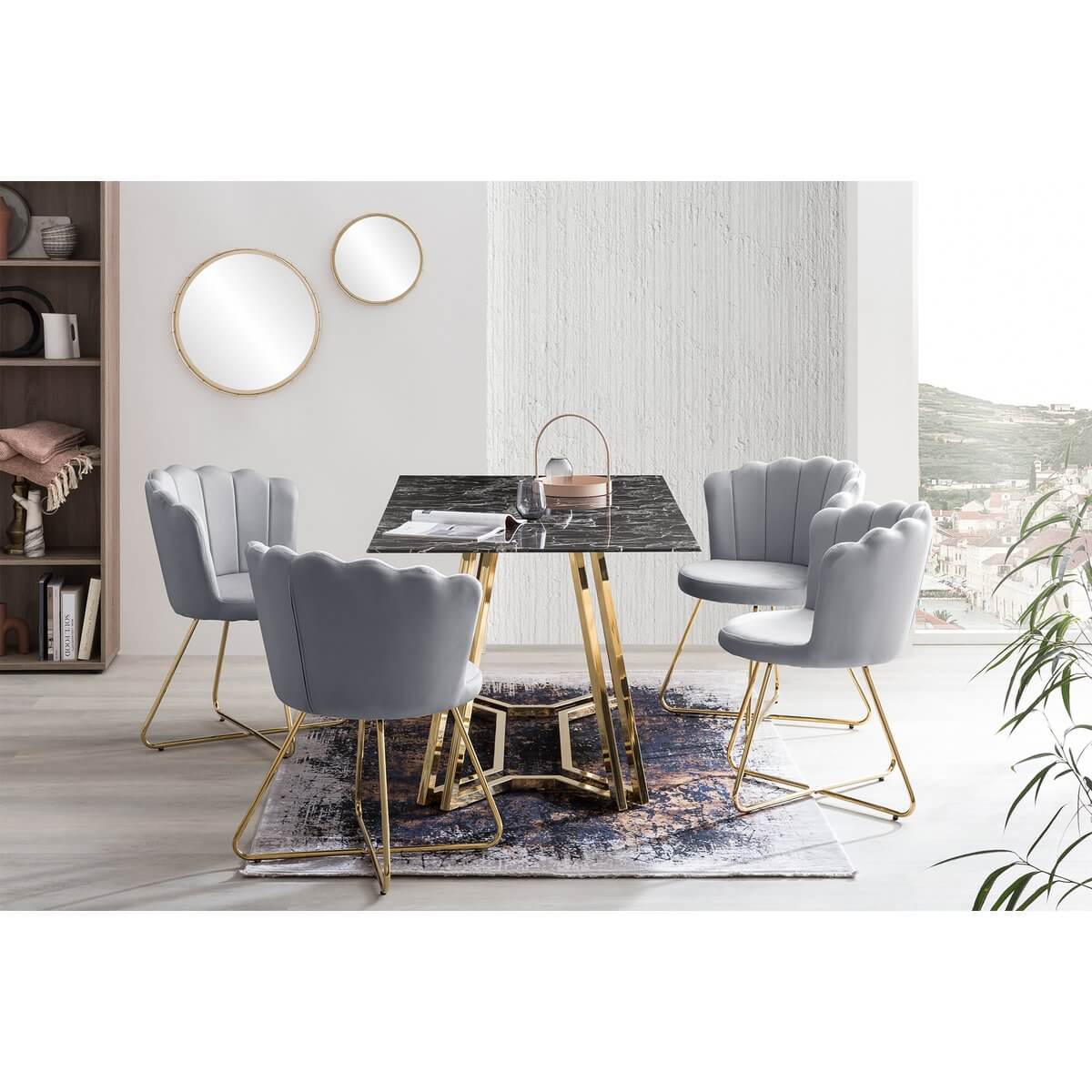 Set of 2 velvet shell chairs in light gray - SalesFever