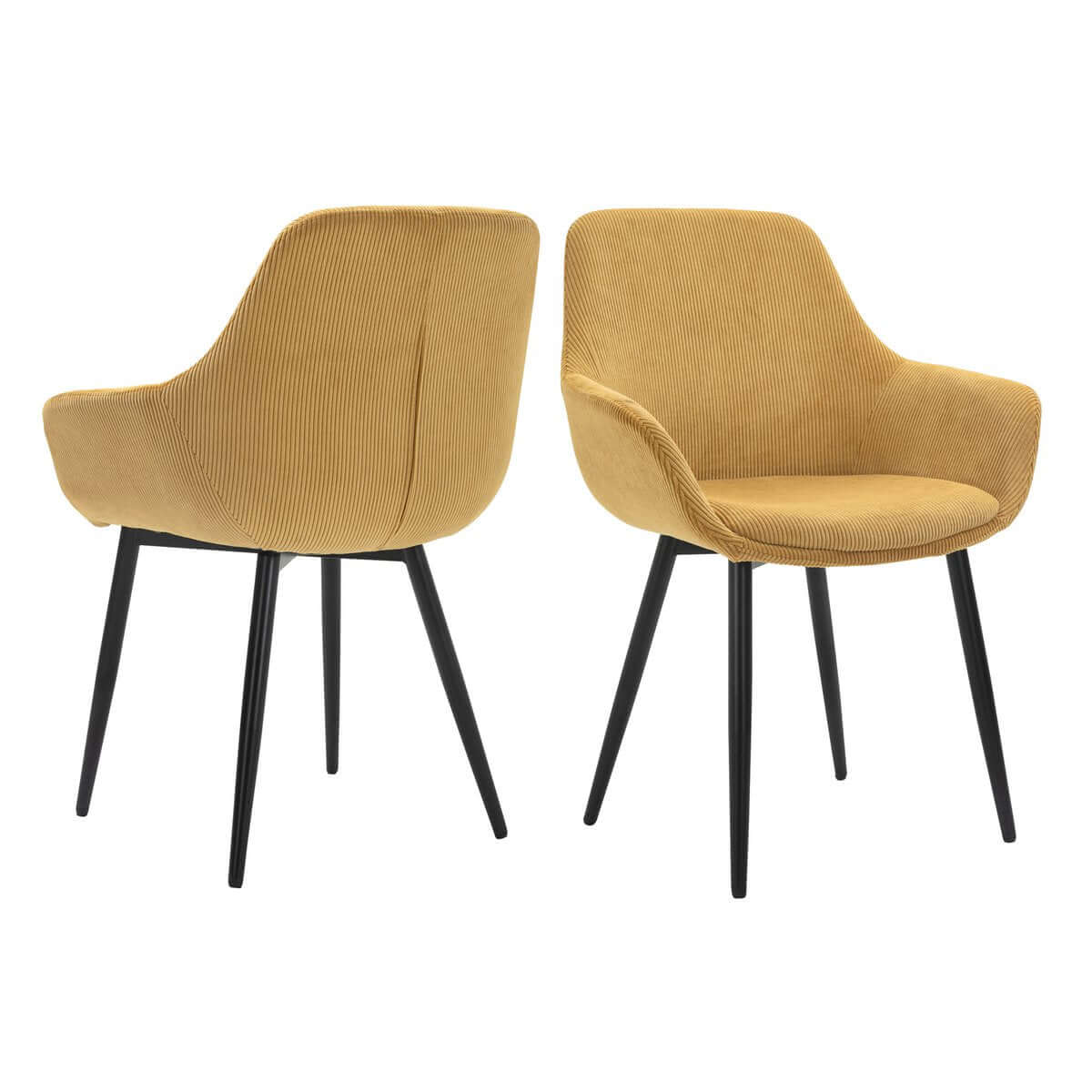 Set of 2 corduroy armchairs, gold - SalesFever