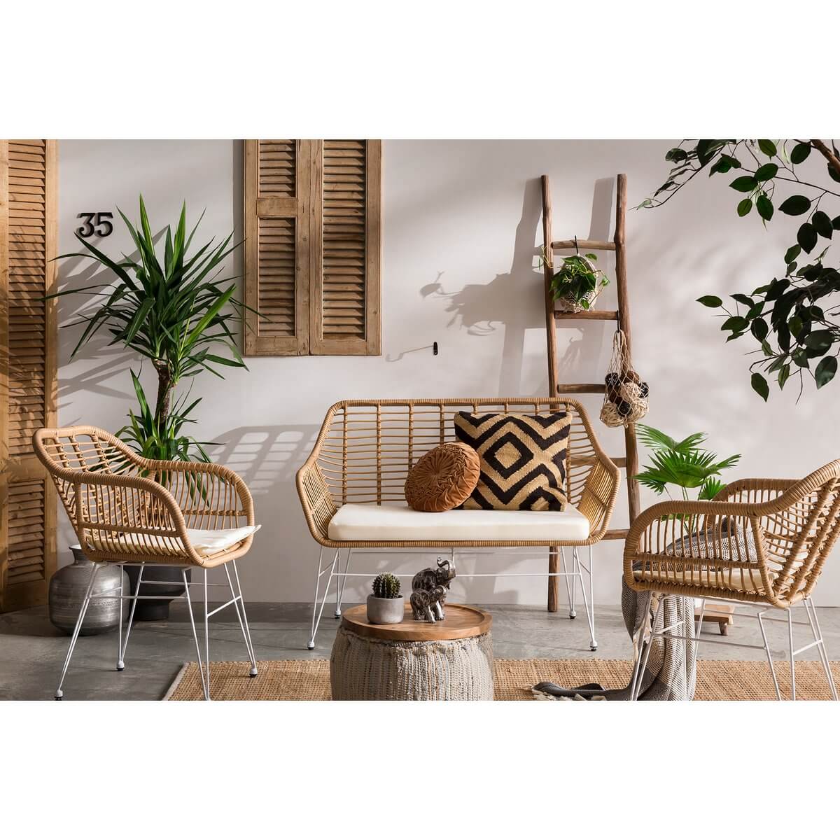 Set of 2 armchairs in rattan look, natural - SalesFever