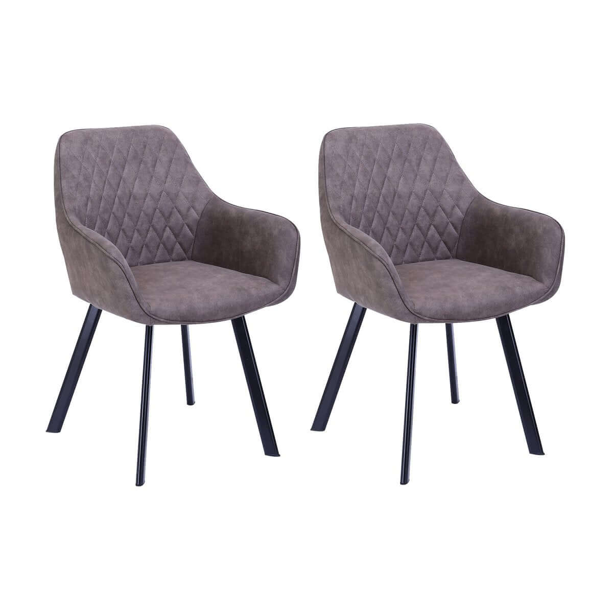 Set of 2 armchairs in taupe microfibre - SalesFever