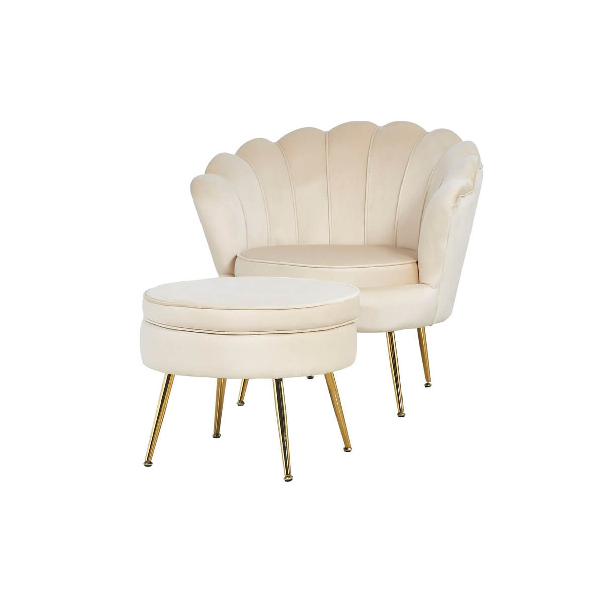 Shell armchair in beige velvet - SalesFever