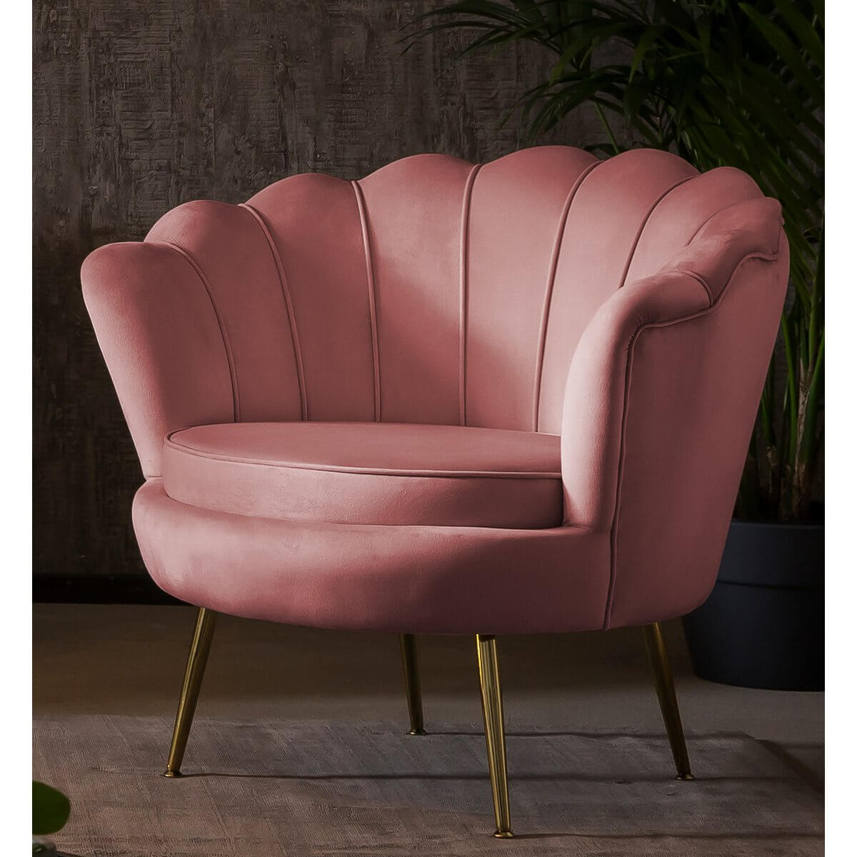 Shell armchair in velvet Rose - SalesFever
