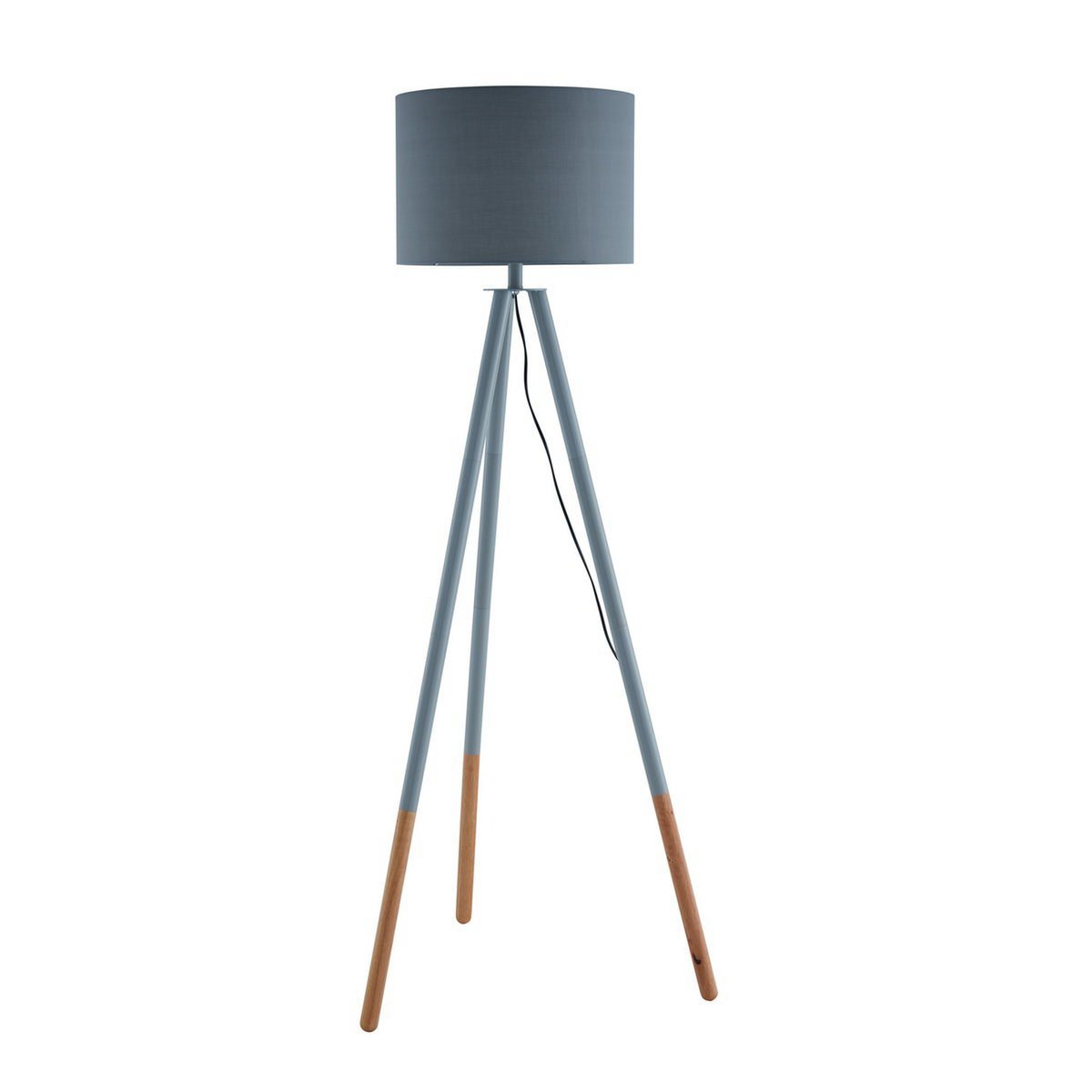 Staande Vloerlamp Grijs met Houten Frame - Naturel Stoffen kap - SalesFever - Casanovio