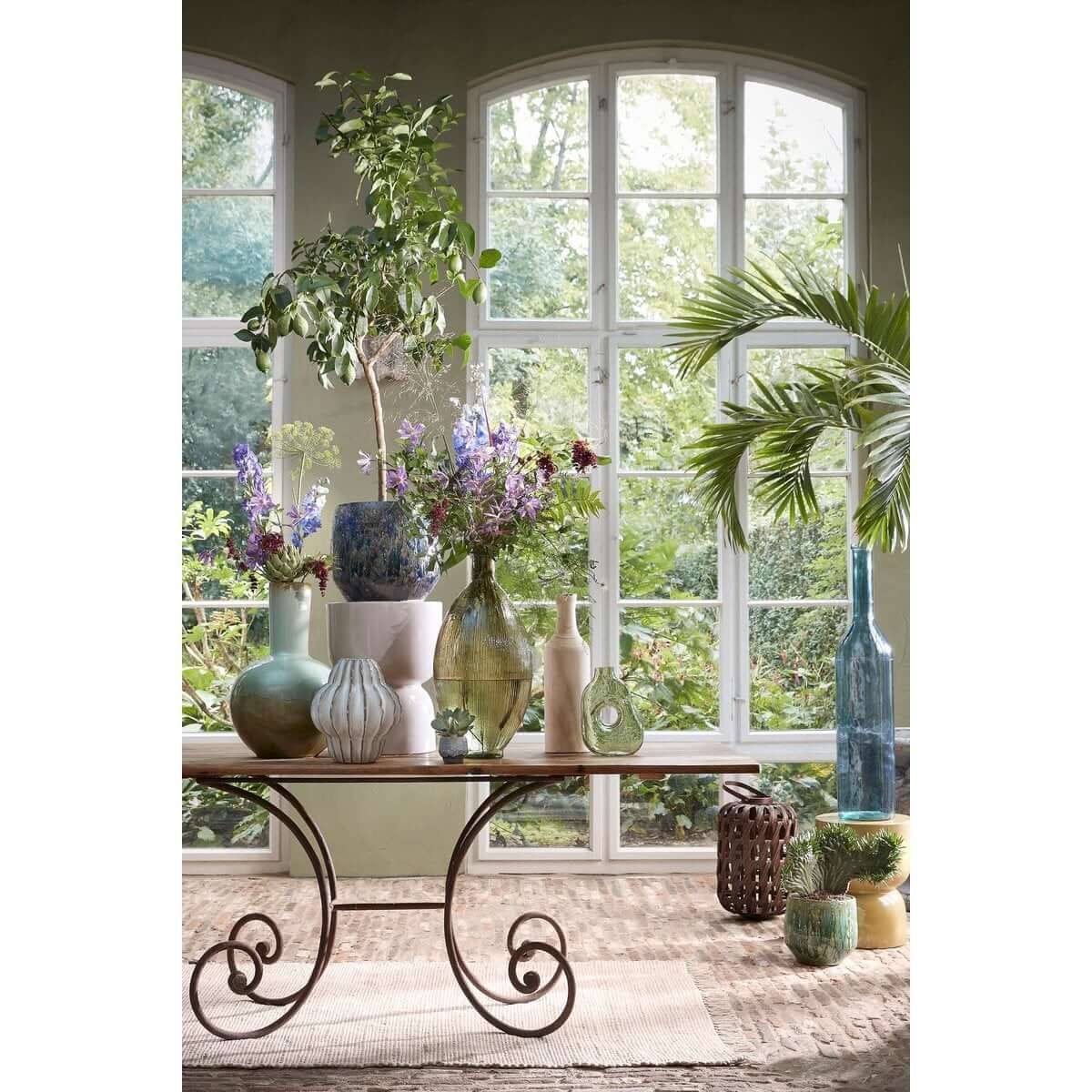 Stage bijzettafel keramiek geel - rond met sculpturale vorm - Ø 35 × 45 cm