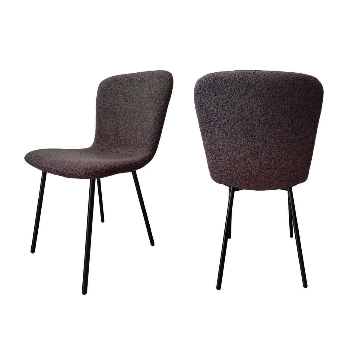 Bouclé look chair set of 4 dark gray - SalesFever