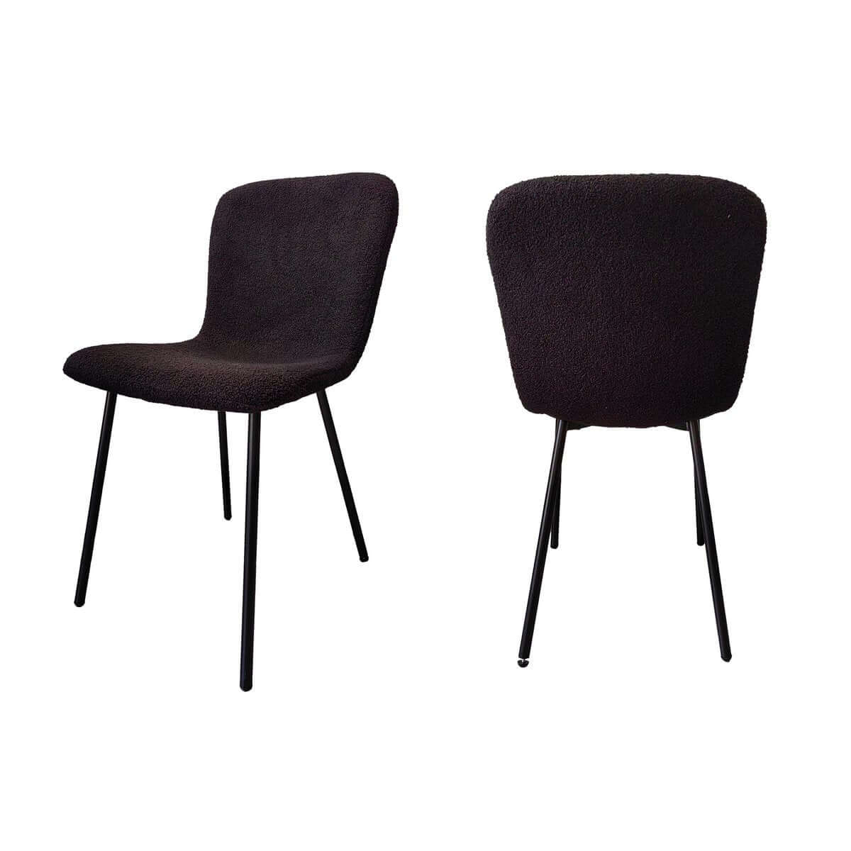 Bouclé look chair set of 4 black - SalesFever