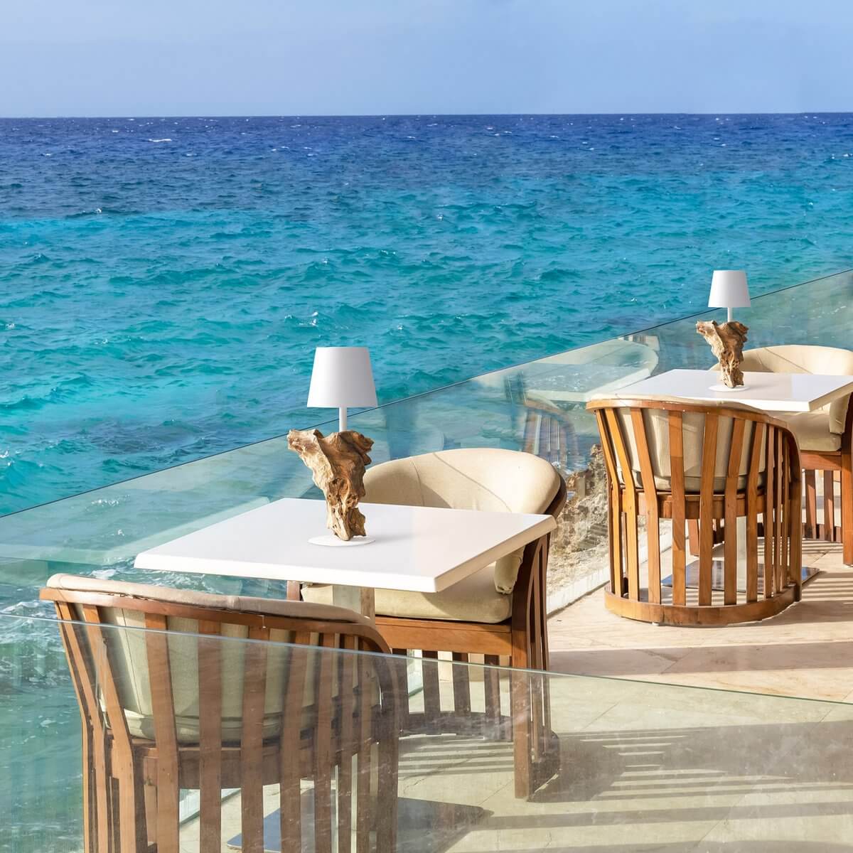 Tischleuchte 29 cm Natur/Weiß mit LED-Akku - SalesFever